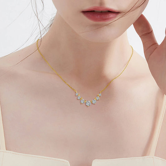 Total is 2.8ct 7 Stone Moissanite Necklace For Women Solid 925 Sterling Silver With Certificate Luxury Jewelry Best Gift