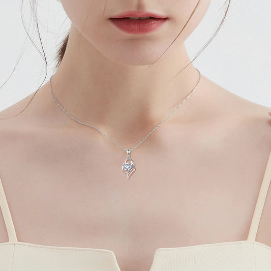 Valentine Gift I Love You Forever Moissanite Necklace 1 Carat With Certificate Sterling Silver 925 Jewelry Pass Diamond Tester D