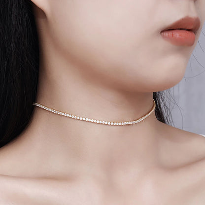 Serenity Flower Shape D Color Moissanite Tennis Necklace for Women – 100% 925 Sterling Silver with 18K Gold Plated Adjustable Chain Jewelry
