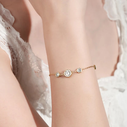 Adjustable 21.5cm 925 Silver Bracelet for Women Featuring 6.5mm & 2.5mm VVS1 Moissanite Diamonds – 2025 Trend Jewelry Gift