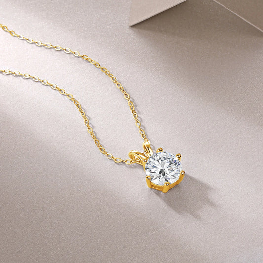 Celestial Elegance: 14K Gold Moissanite Solitaire Pendant - The Ultimate Expression of Timeless Love