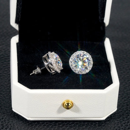 GRA Certified 0.3-4ct D Color Moissanite Round Cut Stud Earrings in 925 Sterling Silver