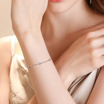Adjustable 21.5cm 925 Silver Bracelet for Women Featuring 6.5mm & 2.5mm VVS1 Moissanite Diamonds – 2025 Trend Jewelry Gift