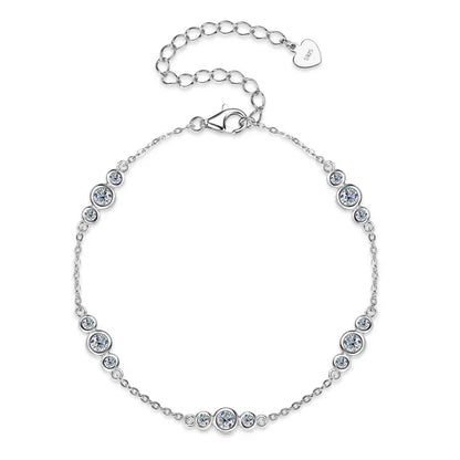 Adjustable 21.5cm 925 Silver Bracelet for Women Featuring 6.5mm & 2.5mm VVS1 Moissanite Diamonds – 2025 Trend Jewelry Gift