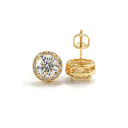 GRA Certified 0.3-4ct D Color Moissanite Round Cut Stud Earrings in 925 Sterling Silver