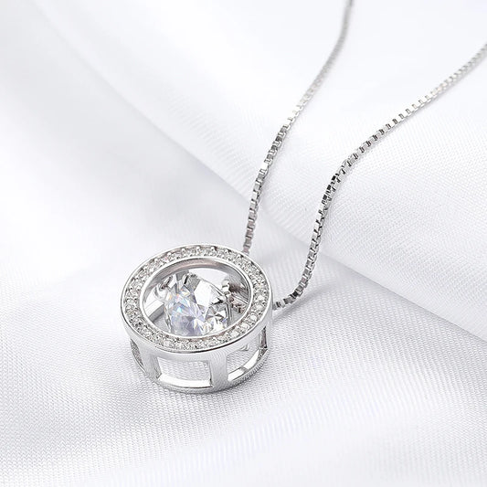 2ct Real Moissanite Necklace for Women Box Chain Vintage Girl's Pendant 100% S925 Sterling Silver Plated Platinum Jewelry