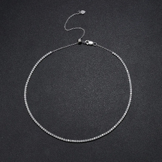 Exquisite 2mm D VVS1 Moissanite Tennis Necklace | Adjustable s925 Sterling Silver with 18k Gold Plating | GRA Certified Luxury for the Discerning Woman | Limited Collection Available Now