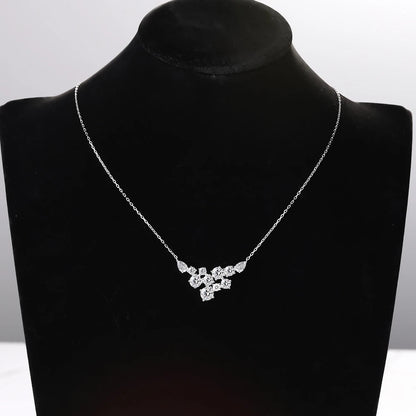 4.8cttw Full Moissanite Pendant Necklace for Women S925 Silver Round & Pear Cut Lab Diamond Necklace