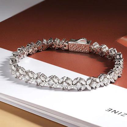 1.5*3mm Marquise Cut Moissanite Bracelet for Women | D Color Diamond-Grade Four Leaf Clover Design | 925 Sterling Silver Fine Jewelry
