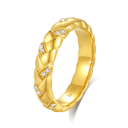 100% Real 18k Gold Wedding Ring for Women featuring a certified moissanite diamond known for its exceptional brilliance and durability