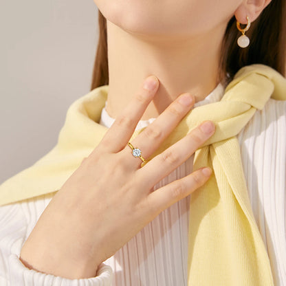 14K Solid Gold Moissanite Ring | Luxury Wedding Promise Band | NGTC Certified AU585 Fine Jewelry | Limited Time Offer