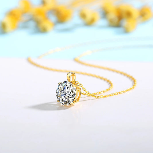 Certified 14k Gold Moissanite Pendant | 6.5mm D Color Gem | Luxury AU585 Necklace