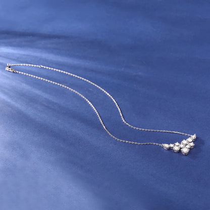 4.8cttw Full Moissanite Pendant Necklace for Women S925 Silver Round & Pear Cut Lab Diamond Necklace