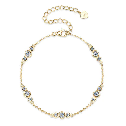 Adjustable 21.5cm 925 Silver Bracelet for Women Featuring 6.5mm & 2.5mm VVS1 Moissanite Diamonds – 2025 Trend Jewelry Gift