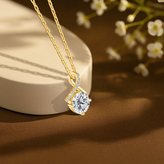Celestial Tears: 14K Gold Moissanite Pendant - The Ultimate Expression of Love