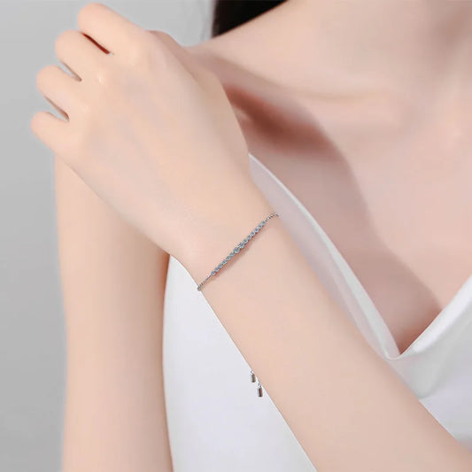 Exquisite 0.24cttw Gradient GRA All Moissanite Bracelet featuring round brilliant cut stones set in 100% S925 Sterling Silver with luxurious 18k Gold plating