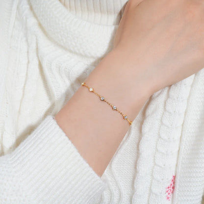 Adjustable 21.5cm 925 Silver Bracelet for Women Featuring 6.5mm & 2.5mm VVS1 Moissanite Diamonds – 2025 Trend Jewelry Gift