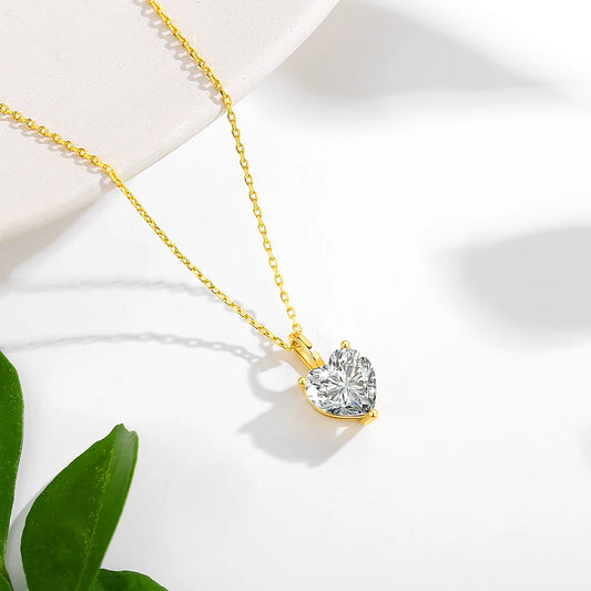Eternal Elegance: 14K Gold Heart Moissanite Pendant