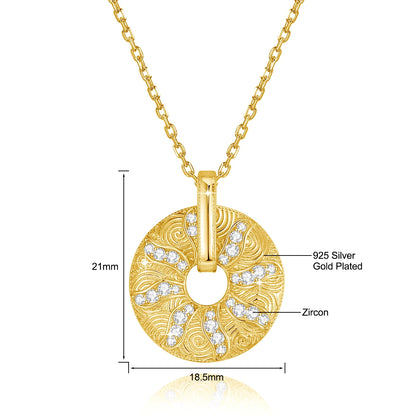 Round Moissanite Sun Necklace in Gold – Luxury Pendant with Chain, Trending 2024 Jewelry, Non-Tarnish