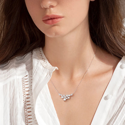 4.8cttw Full Moissanite Pendant Necklace for Women S925 Silver Round & Pear Cut Lab Diamond Necklace