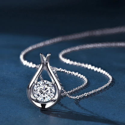 8mm 2ct D Color Moissanite Pendant Necklace in 925 Sterling Silver – Brilliant Diamond-Style Jewelry for Women, Perfect for Parties, Weddings, and Gifts