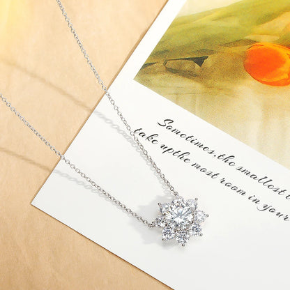 925 Sterling Silver Original Certified 2cttw Moissanite Jewelry Sets For Women Sunflower Pendant Necklace Earring Fine Jewelry