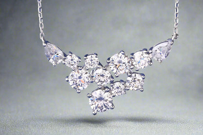 4.8cttw Full Moissanite Pendant Necklace for Women S925 Silver Round & Pear Cut Lab Diamond Necklace