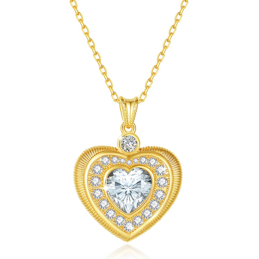 Radiant Heart: 18K Gold Moissanite Pendant