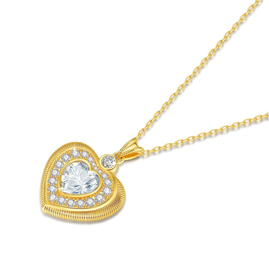 Radiant Heart: 18K Gold Moissanite Pendant