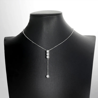 3mm/5mm Full Moissanite Necklace for Girls – Classic Bubble Clavicular Chain in 925 Sterling Silver, GRA Certified Fine Jewelry
