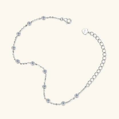 Adjustable 21.5cm 925 Silver Bracelet for Women Featuring 6.5mm & 2.5mm VVS1 Moissanite Diamonds – 2025 Trend Jewelry Gift