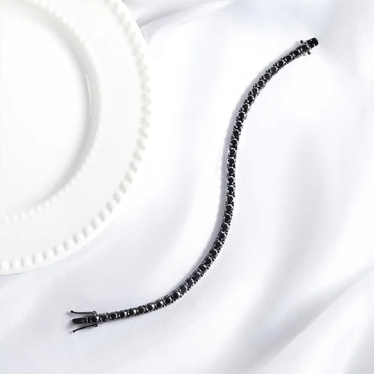 Premium Black Moissanite Tennis Bracelet featuring 3/4/5MM stones set in genuine 925 Sterling Silver