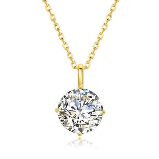 Authentic 14K Gold Moissanite Pendant Necklace | Brilliant Diamond-Like Sparkle