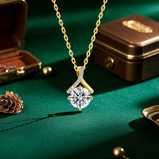 Celestial Tears: 14K Gold Moissanite Pendant - The Ultimate Expression of Love