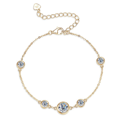 Adjustable 21.5cm 925 Silver Bracelet for Women Featuring 6.5mm & 2.5mm VVS1 Moissanite Diamonds – 2025 Trend Jewelry Gift