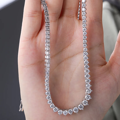 3-4.5mm Gradient Moissanite Tennis Necklace in 925 Sterling Silver with D Color Lab-Created Diamonds, 3-Claw Setting