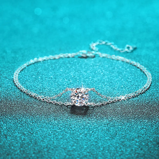 1CT D Color Moissanite Bracelet | S925 Sterling Silver | Four-Claw Setting