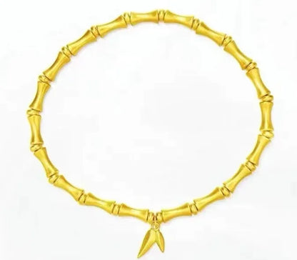 24K Pure Gold Bamboo Bracelet | Women's Elastic Design | 999 Real Gold