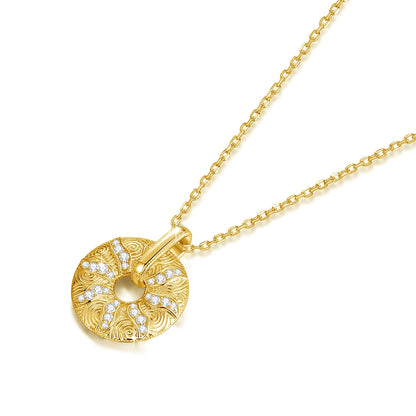 Round Moissanite Sun Necklace in Gold – Luxury Pendant with Chain, Trending 2024 Jewelry, Non-Tarnish