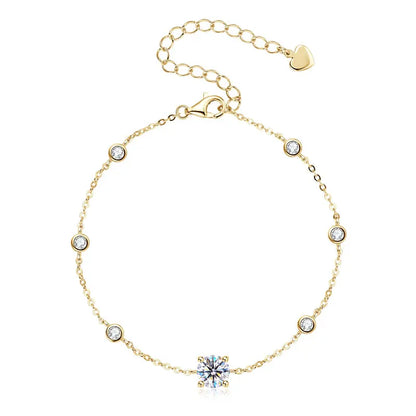 Adjustable 21.5cm 925 Silver Bracelet for Women Featuring 6.5mm & 2.5mm VVS1 Moissanite Diamonds – 2025 Trend Jewelry Gift