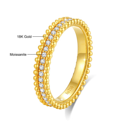 100% Real 18k Gold Wedding Ring for Women featuring a certified moissanite diamond known for its exceptional brilliance and durability