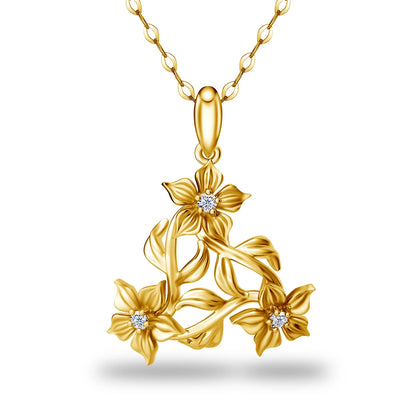 Certified Moissanite Flower Necklace in Gold for Women – Natural Stone Pendant with Diamond-Like Brilliance and Chain, Luxury Gift 2025