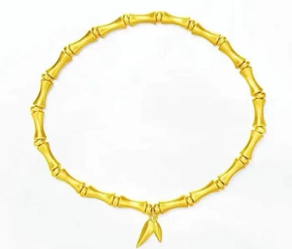 24K Pure Gold Bamboo Bracelet | Women's Elastic Design | 999 Real Gold