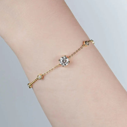 Adjustable 21.5cm 925 Silver Bracelet for Women Featuring 6.5mm & 2.5mm VVS1 Moissanite Diamonds – 2025 Trend Jewelry Gift