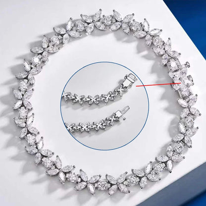 1.5*3mm Marquise Cut Moissanite Bracelet for Women | D Color Diamond-Grade Four Leaf Clover Design | 925 Sterling Silver Fine Jewelry