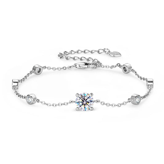 7-Stone Moissanite Bracelet - Sparkly S925 Silver Chain