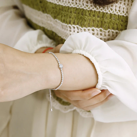 Precision-crafted 5mm Moissanite Tennis Bracelet featuring brilliant stones in 925 sterling silver with 18k gold plating