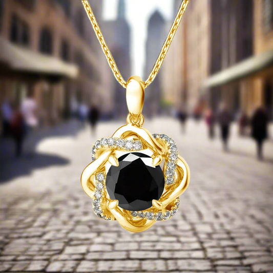 3ct 9mm Black Moissanite Necklace for Women – Solid 925 Sterling Silver Certified Pendant Jewelry Accessory